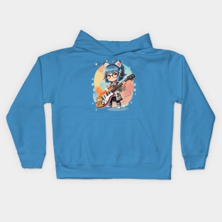 A little girl plays the guitar Kids Hoodie